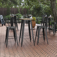 Flash Furniture JJ-T14623H-60-BRBK-GG Declan Commercial Indoor/Outdoor Bar Top Table, 23.75