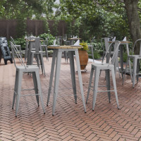 Flash Furniture JJ-T14623H-60-BRSL-GG Declan Commercial Indoor/Outdoor Bar Top Table, 23.75