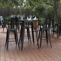 Flash Furniture JJ-T14623H-76-BKBK-GG Declan Commercial Indoor/Outdoor Bar Top Table, 30