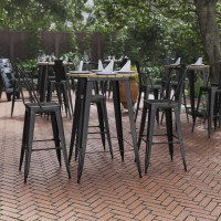 Flash Furniture JJ-T14623H-76-BRBK-GG Declan Commercial Indoor/Outdoor Bar Top Table, 30