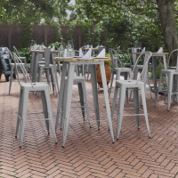 Flash Furniture JJ-T14623H-76-BRSL-GG Declan Commercial Indoor/Outdoor Bar Top Table, 30