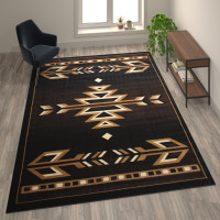 Flash Furniture KP-RG2814-810-BN-GG Amado Collection Southwestern 8' x 10' Brown Area Rug - Olefin Accent Rug with Jute Backing - Living Room, Bedroom, Entryway