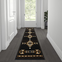 Flash Furniture KP-RGB9072-27-BN-GG Amado Collection Southwestern 2' x 7' Brown Area Rug - Olefin Accent Rug with Jute Backing - Living Room, Bedroom, Entryway