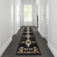 Flash Furniture KP-RGB9072-310-BN-GG Amado Collection Southwestern 3' x 10' Brown Area Rug - Olefin Accent Rug with Jute Backing - Living Room, Bedroom, Entryway