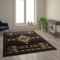 Flash Furniture KP-RGB9072-69-BN-GG Amado Collection Southwestern 6' x 9' Brown Area Rug - Olefin Accent Rug with Jute Backing - Living Room, Bedroom, Entryway
