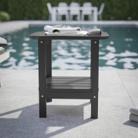 Flash Furniture LE-HMP-1035-1517H-BK-GG Newport HDPE 2-Tier Adirondack Side Table - All-Weather - Indoor/Outdoor Black
