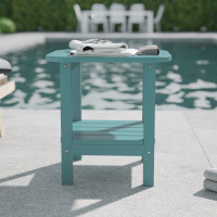 Flash Furniture LE-HMP-1035-1517H-BL-GG Newport HDPE 2-Tier Adirondack Side Table - All-Weather - Indoor/Outdoor Blue