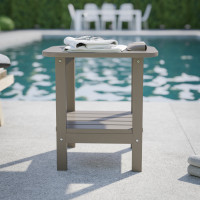 Flash Furniture LE-HMP-1035-1517H-BR-GG Newport HDPE 2-Tier Adirondack Side Table - All-Weather - Indoor/Outdoor Brown