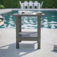Flash Furniture LE-HMP-1035-1517H-GY-GG Newport HDPE 2-Tier Adirondack Side Table - All-Weather - Indoor/Outdoor Gray