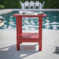 Flash Furniture LE-HMP-1035-1517H-RD-GG Newport HDPE 2-Tier Adirondack Side Table - All-Weather - Indoor/Outdoor Red