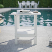 Flash Furniture LE-HMP-1035-1517H-WT-GG Newport HDPE 2-Tier Adirondack Side Table - All-Weather - Indoor/Outdoor White