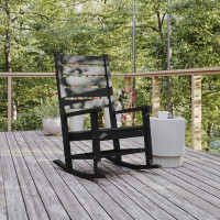 Flash Furniture LE-HMP-2002-110-BK-GG Manchester Contemporary Rocking Chair, All-Weather HDPE Indoor/Outdoor Rocker in Black