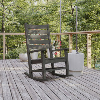Flash Furniture LE-HMP-2002-110-GY-GG Manchester Contemporary Rocking Chair, All-Weather HDPE Indoor/Outdoor Rocker in Gray