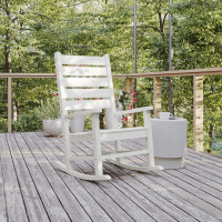 Flash Furniture LE-HMP-2002-110-WT-GG Manchester Contemporary Rocking Chair, All-Weather HDPE Indoor/Outdoor Rocker in White