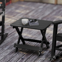 Flash Furniture LE-HMP-2012-1620H-BK-GG Halifax Outdoor Folding Side Table, Portable All-Weather HDPE Adirondack Side Table in Black