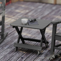 Flash Furniture LE-HMP-2012-1620H-GY-GG Halifax Outdoor Folding Side Table, Portable All-Weather HDPE Adirondack Side Table in Gray
