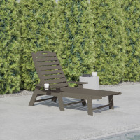 Flash Furniture LE-HMP-2017-414-BR-GG Monterey Adjustable Adirondack Lounger with Cup Holder- All-Weather Indoor/Outdoor HDPE Lounge Chair in Brown