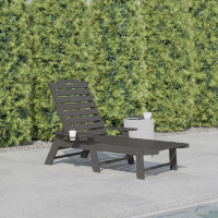 Flash Furniture LE-HMP-2017-414-GY-GG Monterey Adjustable Adirondack Lounger with Cup Holder- All-Weather Indoor/Outdoor HDPE Lounge Chair in Gray