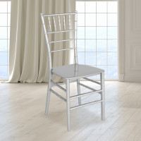 Flash Furniture LE-SILVER-M-GG HERCULES Series Silver Resin Stacking Chiavari Chair 