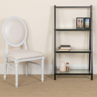 Flash Furniture LE-W-W-MON-GG HERCULES Series 900 lb. Capacity King Louis Chair with White Vinyl Back and Seat and White Frame