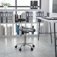 Flash Furniture Vibrant Black and Chrome Computer Task Chair with Tractor Seat LF-214-BLK-GG