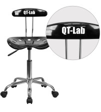 Flash Furniture LF-214-BLK-TXTEMB-VYL-GG Personalized Vibrant Black and Chrome Swivel Task Office Chair with Tractor Seat