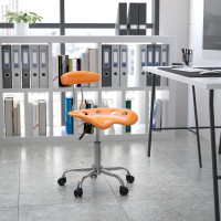 Flash Furniture Vibrant Orange and Chrome Computer Task Chair with Tractor Seat LF-214-ORANGEYELLOW-GG