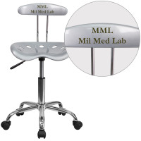 Flash Furniture LF-214-SILVER-TXTEMB-VYL-GG Personalized Vibrant Silver and Chrome Swivel Task Office Chair with Tractor Seat
