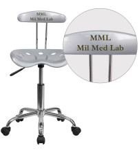 Flash Furniture LF-214-SILVER-TXTEMB-VYL-GG Personalized Vibrant Silver and Chrome Swivel Task Office Chair with Tractor Seat