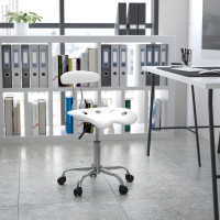 Flash Furniture Vibrant White and Chrome Computer Task Chair with Tractor Seat LF-214-WHITE-GG
