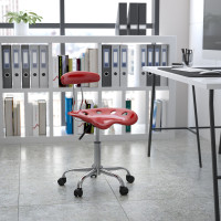 Flash Furniture Vibrant Wine Red and Chrome Computer Task Chair with Tractor Seat LF-214-WINERED-GG