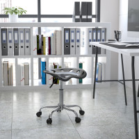 Flash Furniture Vibrant Black Tractor Seat and Chrome Stool LF-214A-BLACK-GG