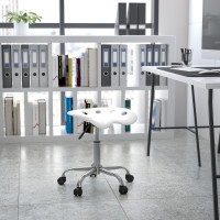 Flash Furniture Vibrant White Tractor Seat and Chrome Stool LF-214A-WHITE-GG