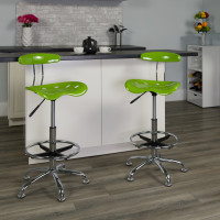 Flash Furniture Vibrant Apple Green and Chrome Drafting Stool with Tractor Seat LF-215-APPLEGREEN-GG
