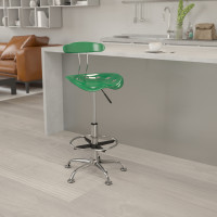 Flash Furniture Vibrant Green and Chrome Drafting Stool with Tractor Seat LF-215-GREEN-GG