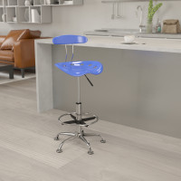 Flash Furniture Vibrant Nautical Blue and Chrome Drafting Stool with Tractor Seat LF-215-NAUTICALBLUE-GG