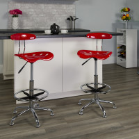 Flash Furniture Vibrant Red and Chrome Drafting Stool with Tractor Seat LF-215-RED-GG