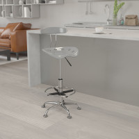 Flash Furniture Vibrant Silver and Chrome Drafting Stool with Tractor Seat LF-215-SILVER-GG