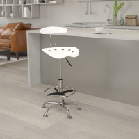 Flash Furniture Vibrant White and Chrome Drafting Stool with Tractor Seat LF-215-WHITE-GG