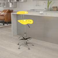 Flash Furniture Vibrant Orange-Yellow and Chrome Drafting Stool with Tractor Seat LF-215-YELLOW-GG