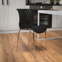 Flash Furniture LF-7-07C-BLK-GG Lowell Contemporary Design Black Plastic Stack Chair 