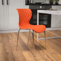 Flash Furniture LF-7-07C-ORNG-GG Lowell Contemporary Design Orange Plastic Stack Chair 