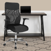 Flash Furniture LF-W-83A-GG Milford High Back Office Chair with Contemporary Mesh Design in Black and White 
