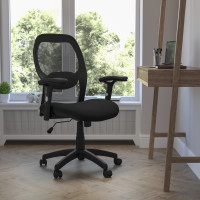 Flash Furniture Mid-Back Super Mesh Office Chair with Black Fabric Seat LF-W42B-GG