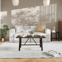 Flash Furniture LFS-2013-DKGRY-GG Eli Solid Wood Farmhouse Coffee Table, Trestle Style Accent Table in Dark Gray