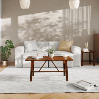 Flash Furniture LFS-2013-WAL-GG Eli Solid Wood Farmhouse Coffee Table, Trestle Style Accent Table in Walnut