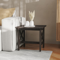 Flash Furniture LFS-4002-DKGRY-GG Jasper Farmhouse Style Solid Wood End Table with Traditional X-Frame Design in Dark Gray