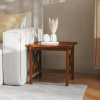 Flash Furniture LFS-4002-WAL-GG Jasper Farmhouse Style Solid Wood End Table with Traditional X-Frame Design in Walnut