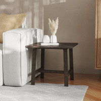Flash Furniture LFS-4005-DKGRY-GG Eli Solid Wood Farmhouse End Table, Trestle Style Accent Table in Dark Gray