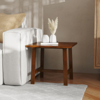 Flash Furniture LFS-4005-WAL-GG Eli Solid Wood Farmhouse End Table, Trestle Style Accent Table in Walnut